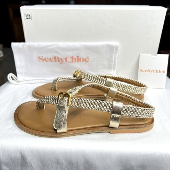 See by Chloé Nola Gold Sandals Size 37.5 / 7.5 - Picture 8 of 8